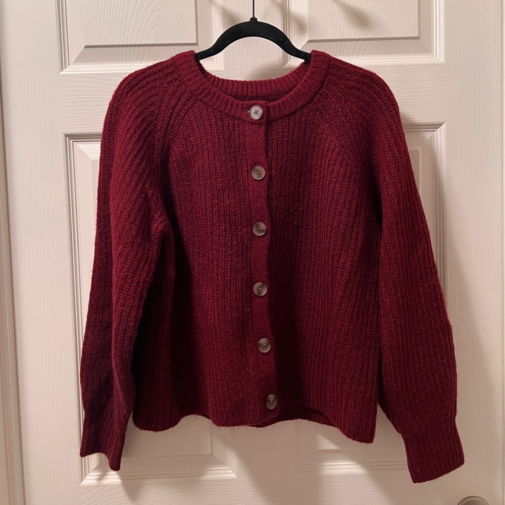 Sonoma Burgundy Ribbed Button-Front Women's Cardigan